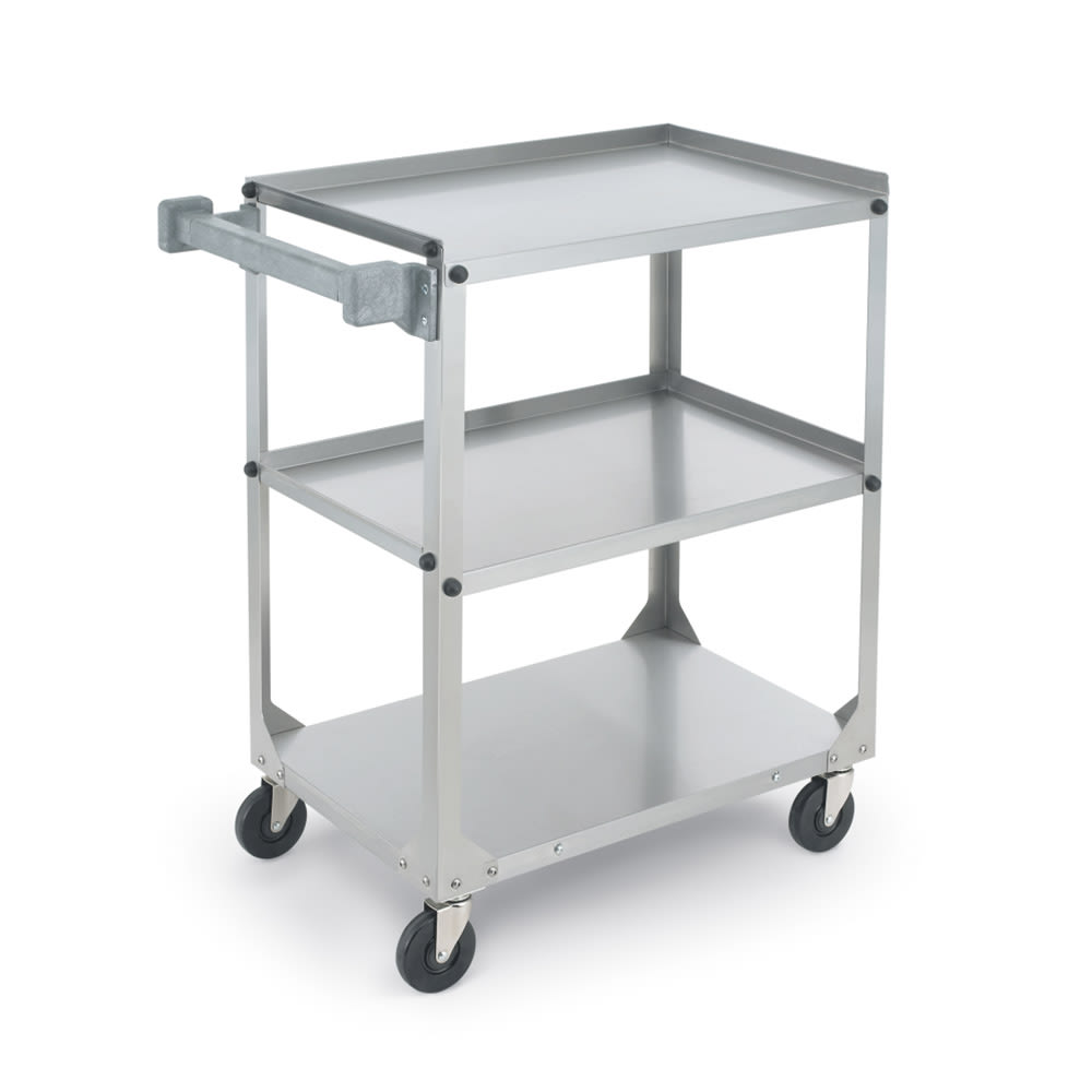 175-97326 3 Level Stainless Utility Cart w/ 400 lb Capacity, Raised Ledges