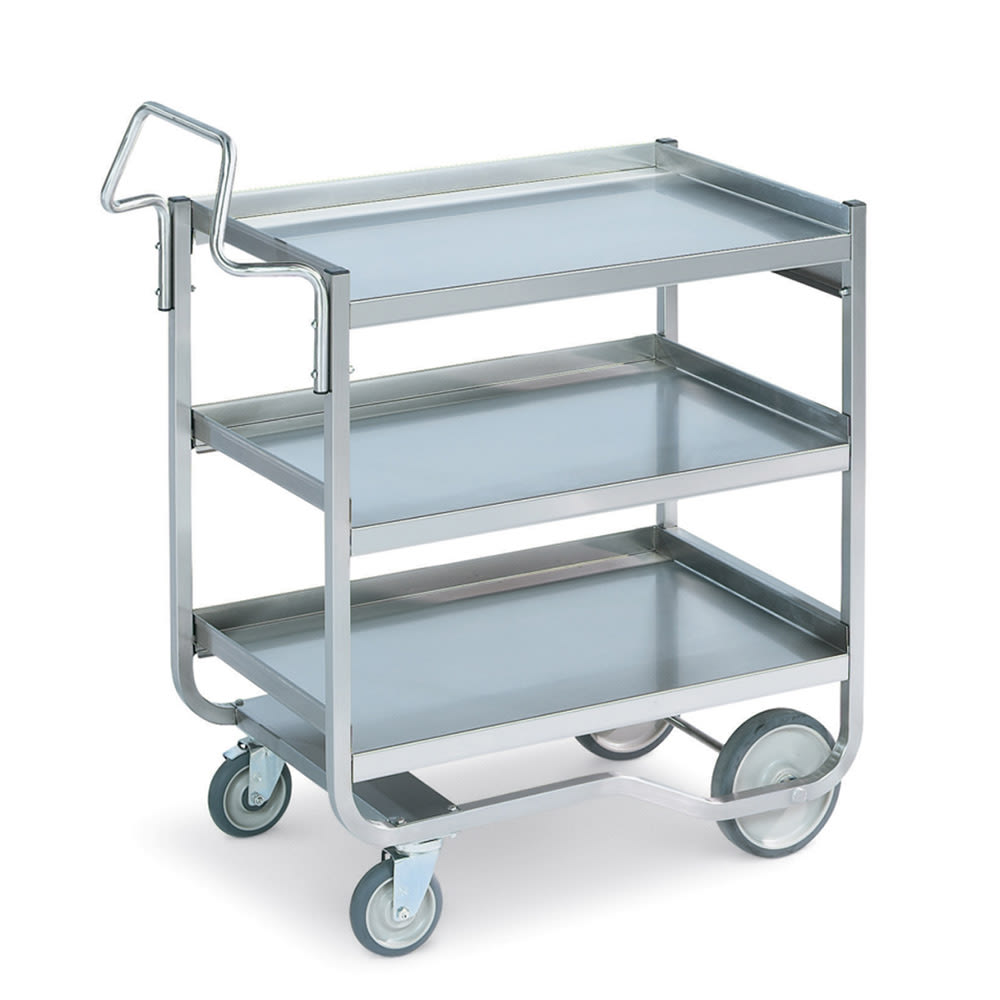 175-97211 3 Level Stainless Utility Cart w/ 650 lb Capacity, Raised Ledges