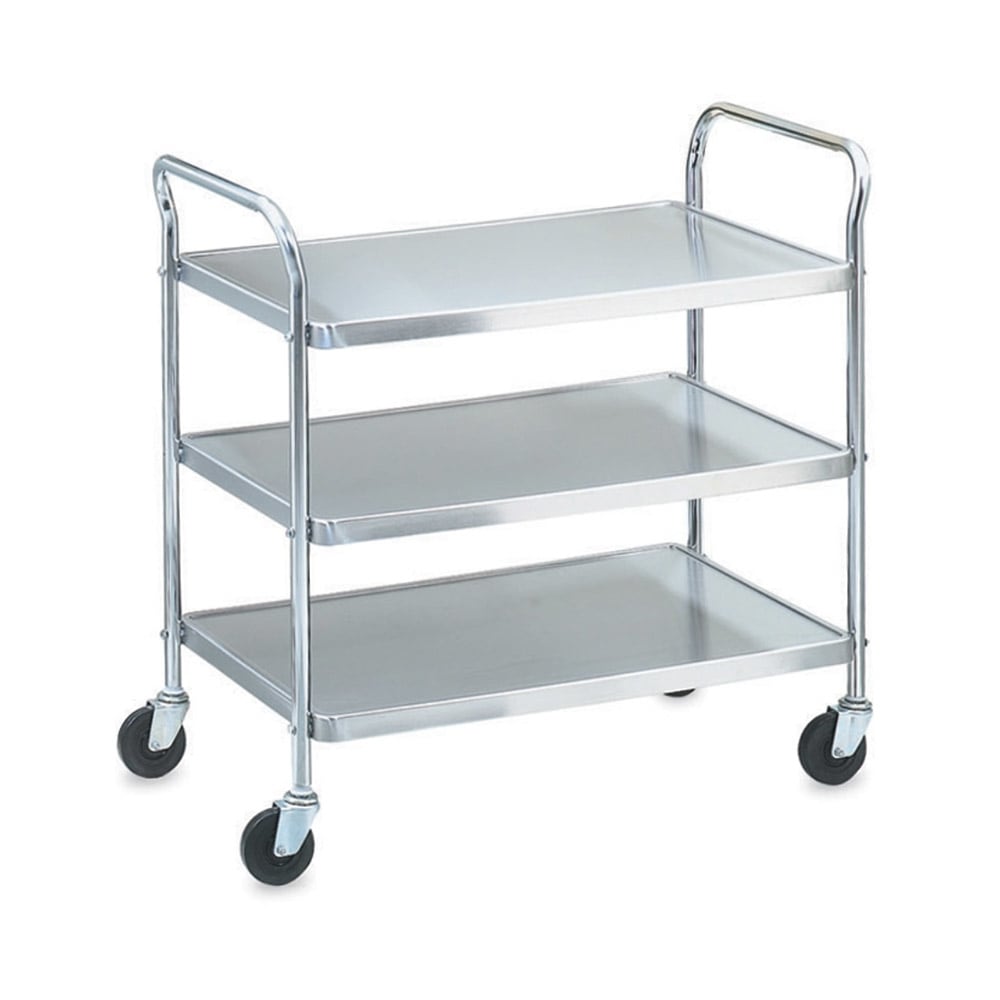 175-97105 3 Level Stainless Utility Cart w/ 400 lb Capacity, Raised Ledges