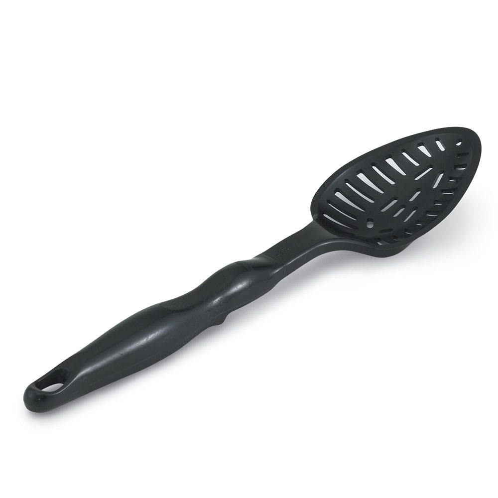 175-5284320 13 1/4" Nylon Slotted Spoon - Black