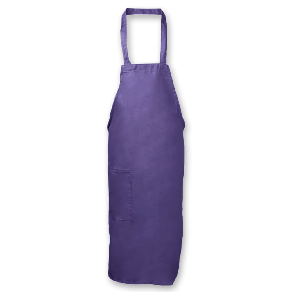 176-3351PUR Deluxe Bib Apron & Tie w/ Hip Pocket, 32 x 28" Purple
