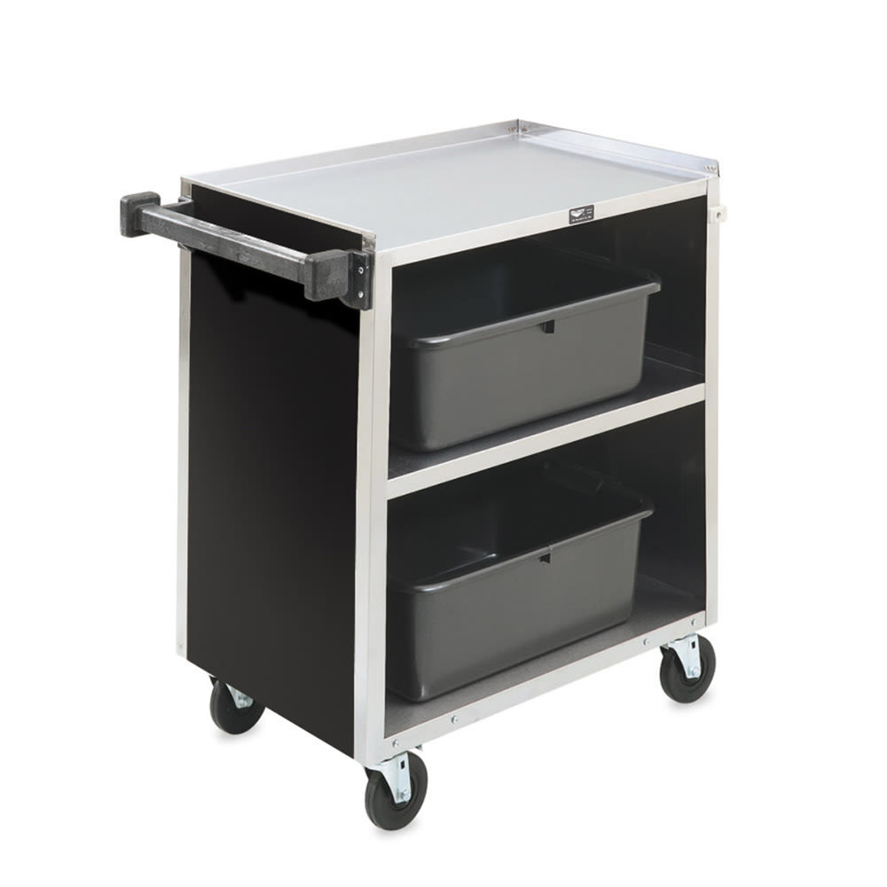175-97181 39 1/2"L Polymer Bus Cart w/ (3) Levels, Shelves, Black