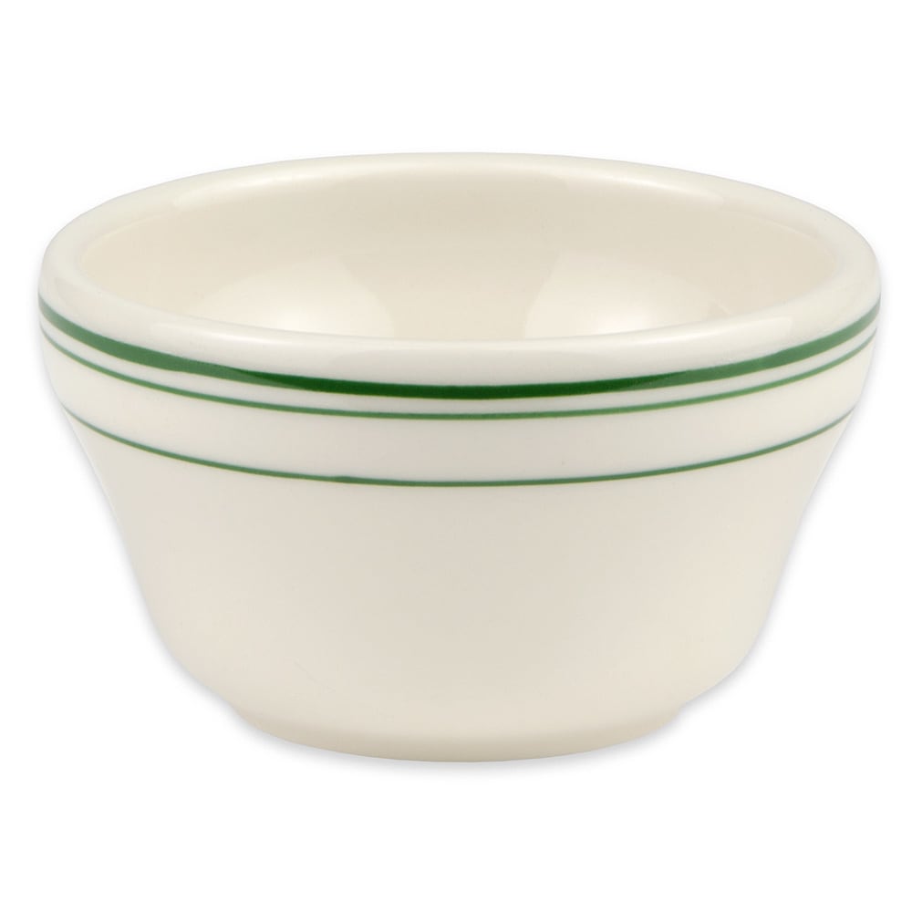 179-1011 7 1/4 oz Round Bouillon Bowl - China, Ivory w/ Green Band