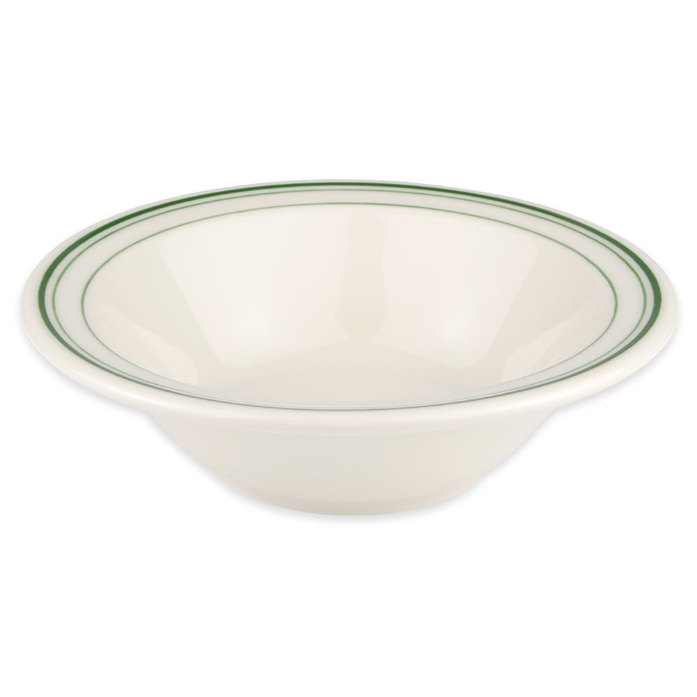 179-1701 9 oz Round Grapefruit Bowl - China, Ivory w/ Green Band