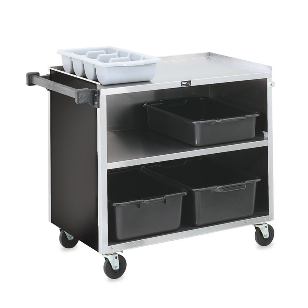 175-97182 39 1/2"L Polymer Bus Cart w/ (3) Levels, Shelves, Black