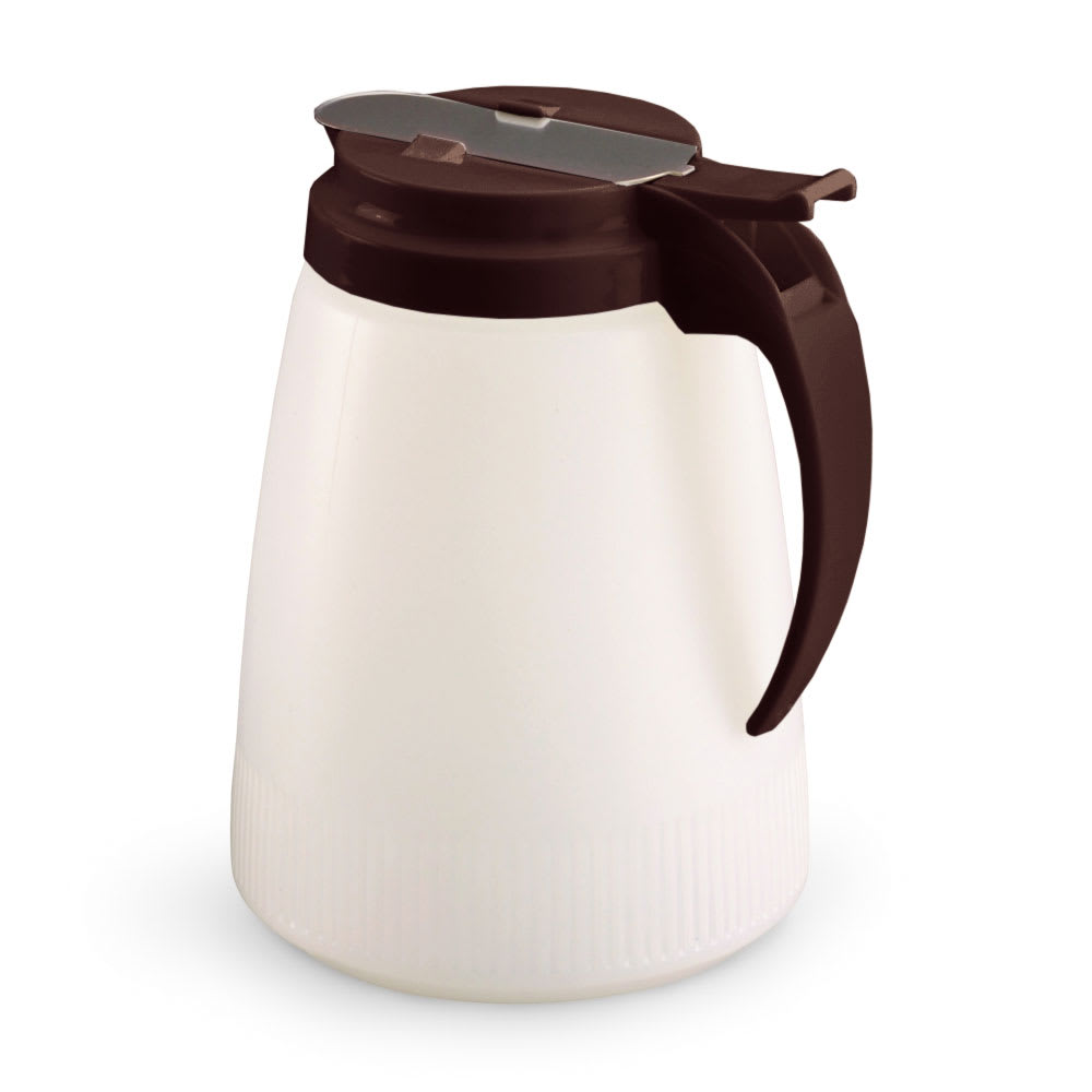 175-474801 48 oz Dripcut® Cylindrical Dripcut Server - White Polyethylene, Brown Plastic Top