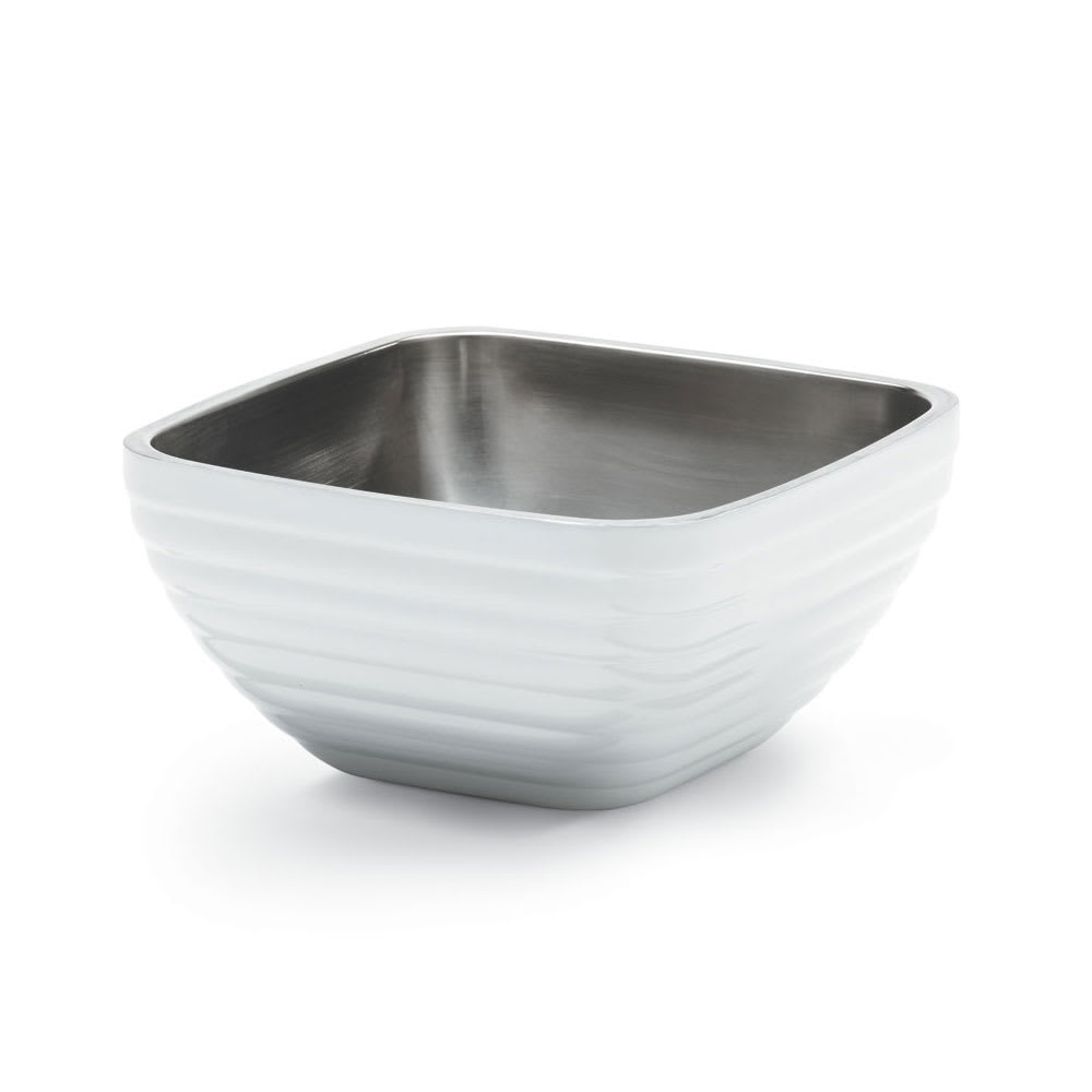 175-4763450 3 1/5 qt Square Insulated Bowl - Stainless, Pearl White
