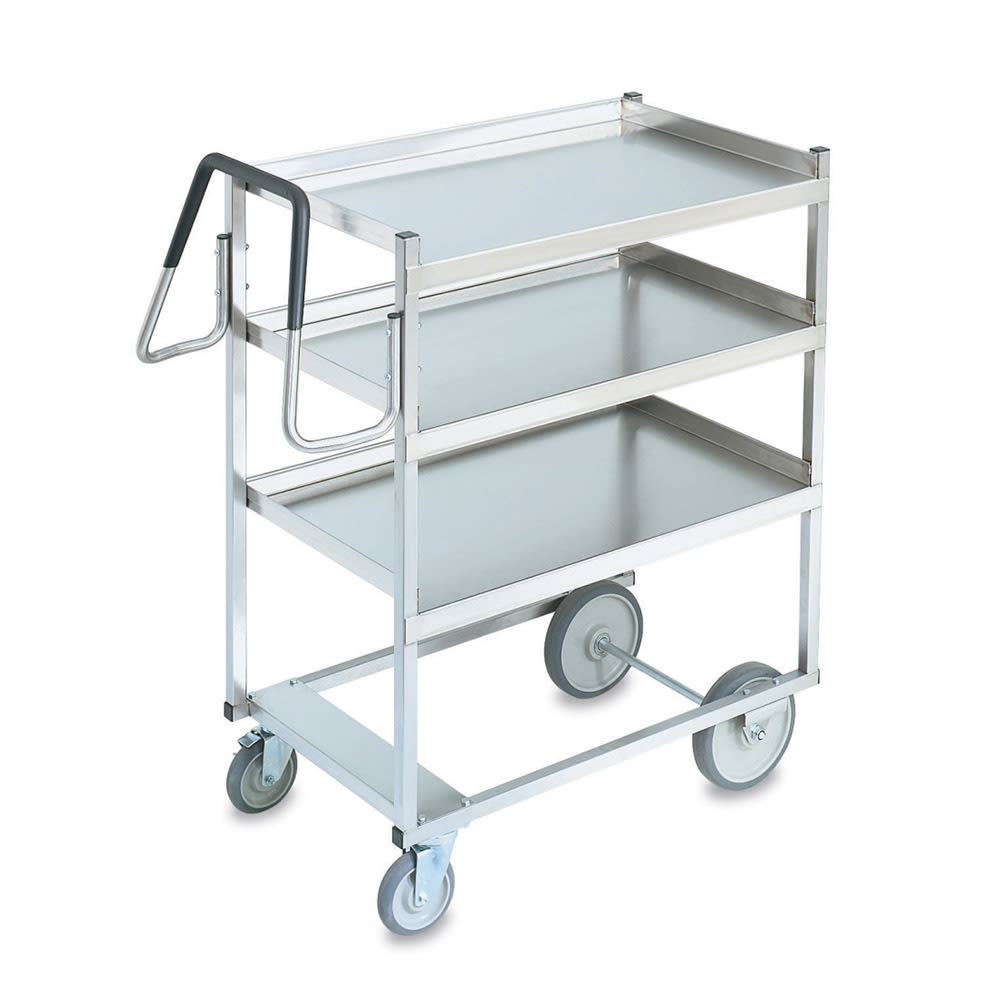 175-97201 3 Level Stainless Utility Cart w/ 650 lb Capacity, Raised Ledges