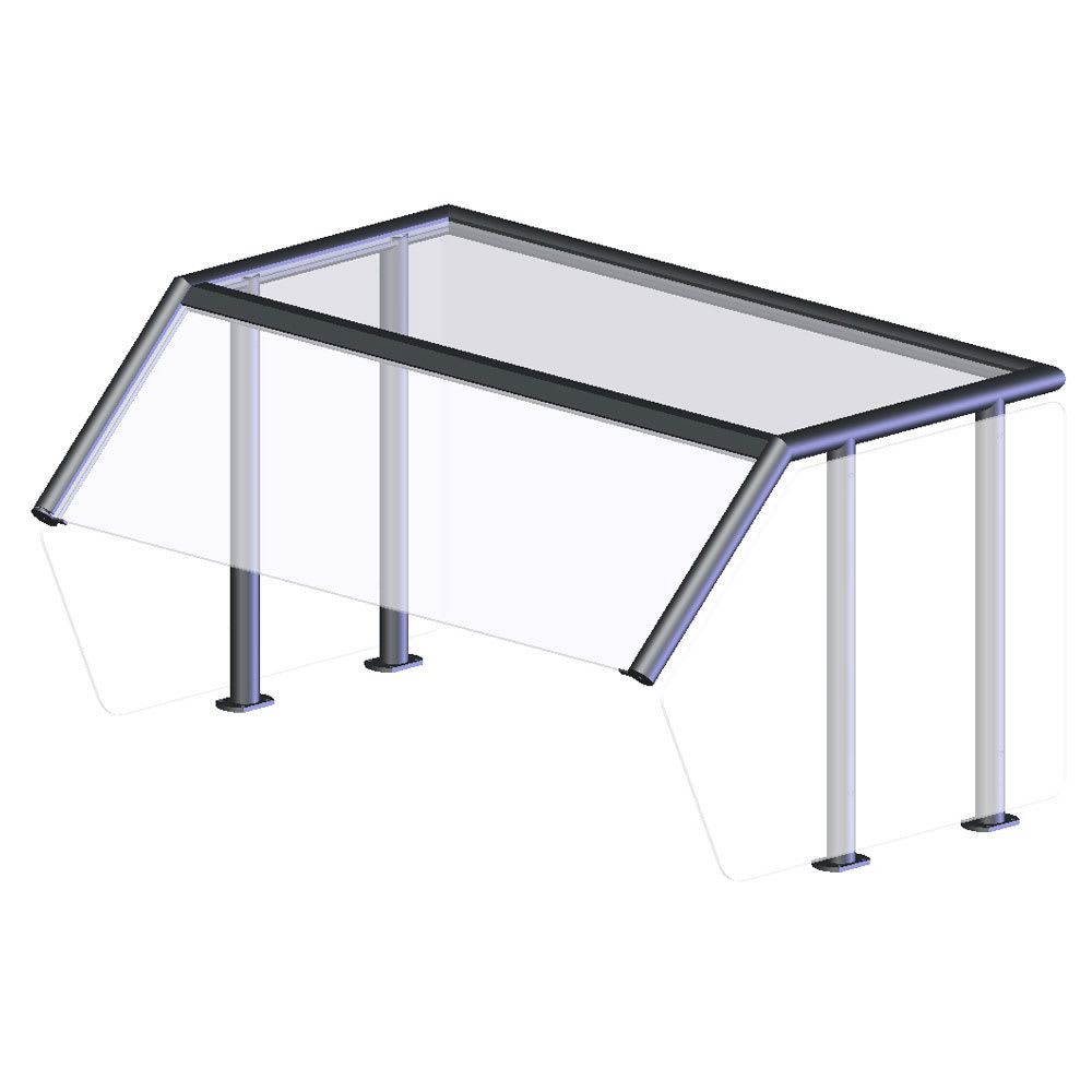 175-NPB89281 Breath Guard - Top Shelf, Single-Sided 3-Well Buffet, Acrylic Panels, Glass/Aluminum