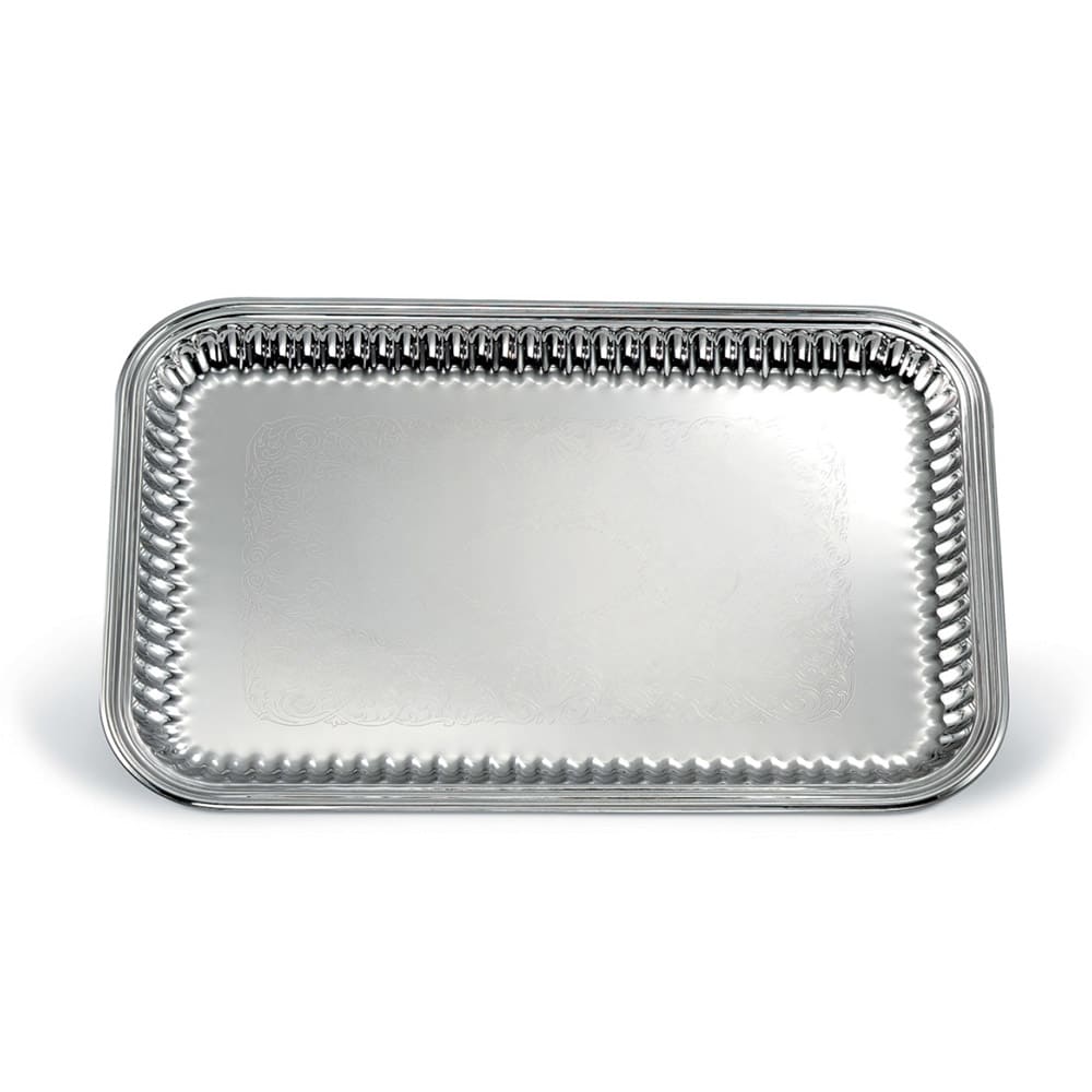 175-82166 Rectangular Fluted Serving Tray - 12 1/2" x 18 1/4" Stainless