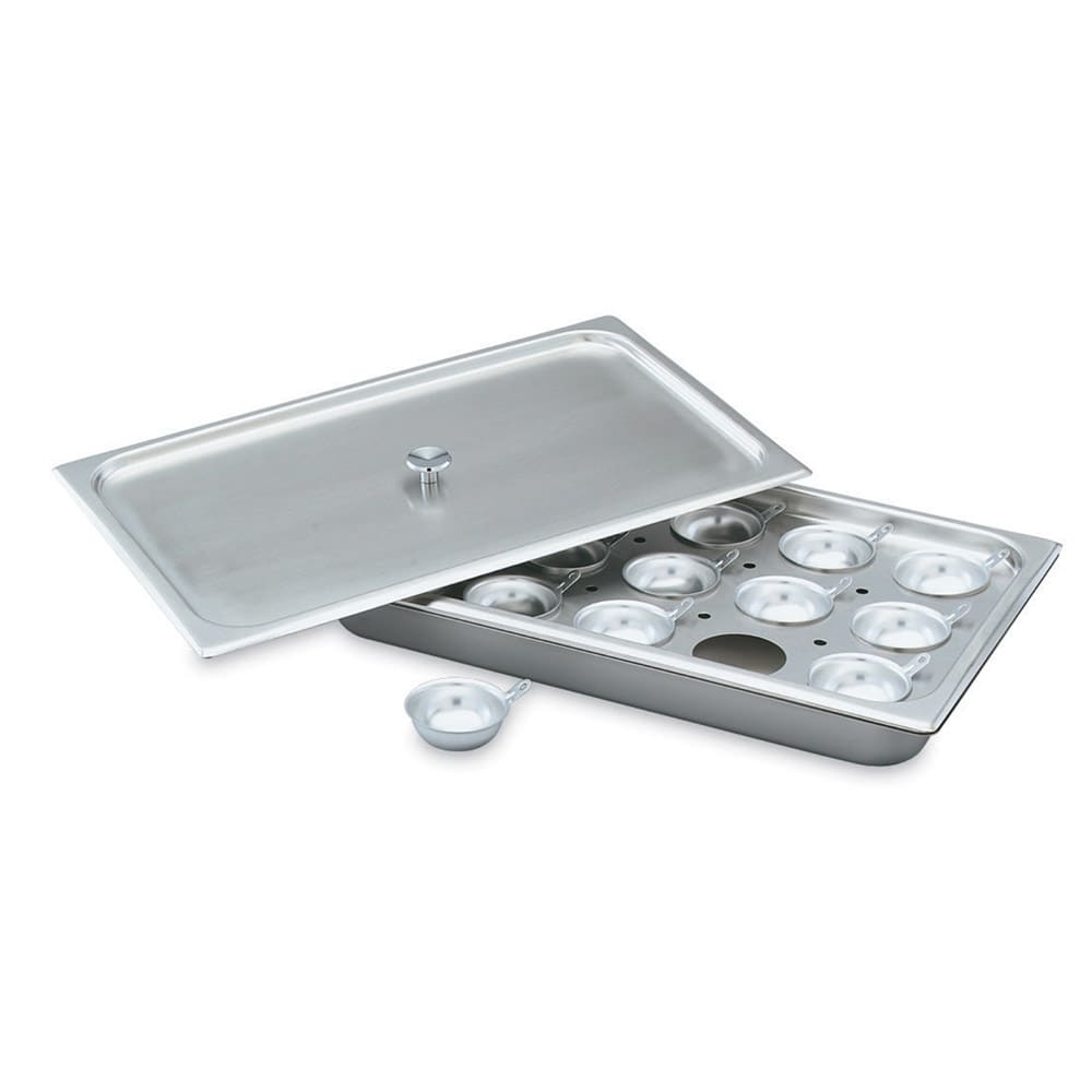 175-75060 Egg Poacher/Juice Glass Holder - Full-Size, Pan, Plate, Cover, 15 Cups, Stainless