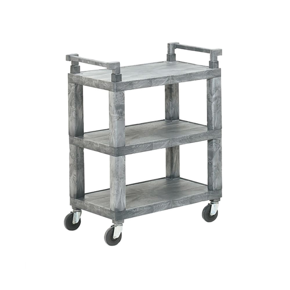 175-97111 30 1/2"L Polymer Bus Cart w/ (3) Levels, Shelves, Gray