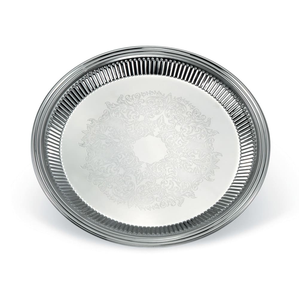 175-82169 14" Round Fluted Serving Tray - Stainless