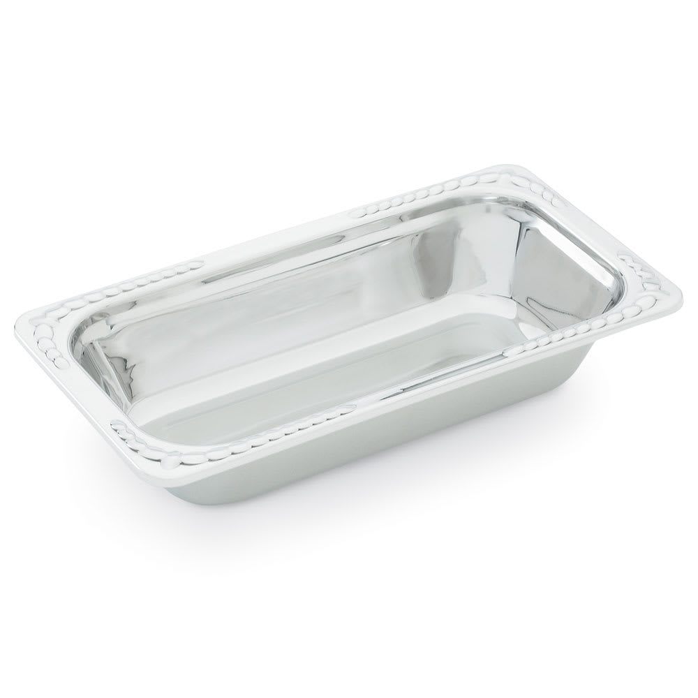 175-8231120 1 9/10 qt Decorative 1/3 Size Rectangular Pan - 13 1/16 x 7 x 2 1/2" Stainless