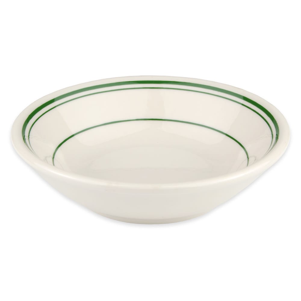 179-1631 6 oz Round Fruit Bowl - China, Ivory w/ Green Band