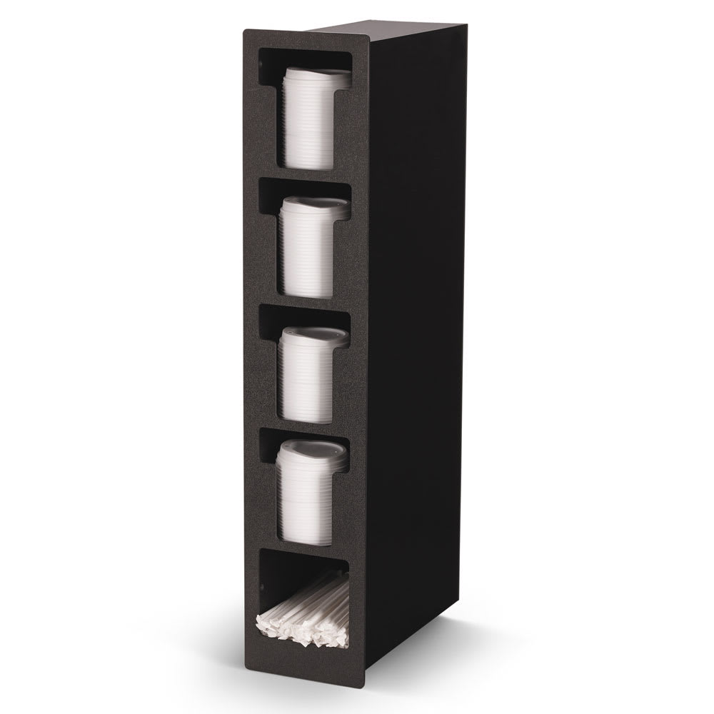 175-FML4VS Straw and Lid Holder - Flush Mount, (4) Lid, Black