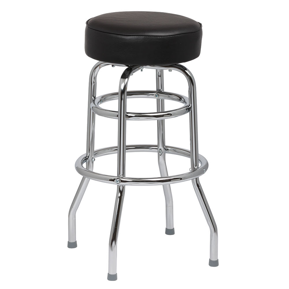 203-ROY7712B Backless Bar Stool w/ Black Vinyl Seat, Chrome