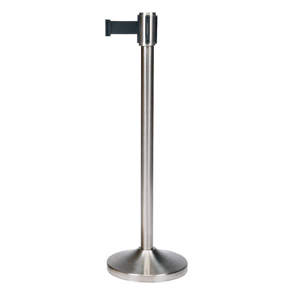 202-5500SSBLK 39" Portable Crowd Control Stanchion, Brushed Stainless