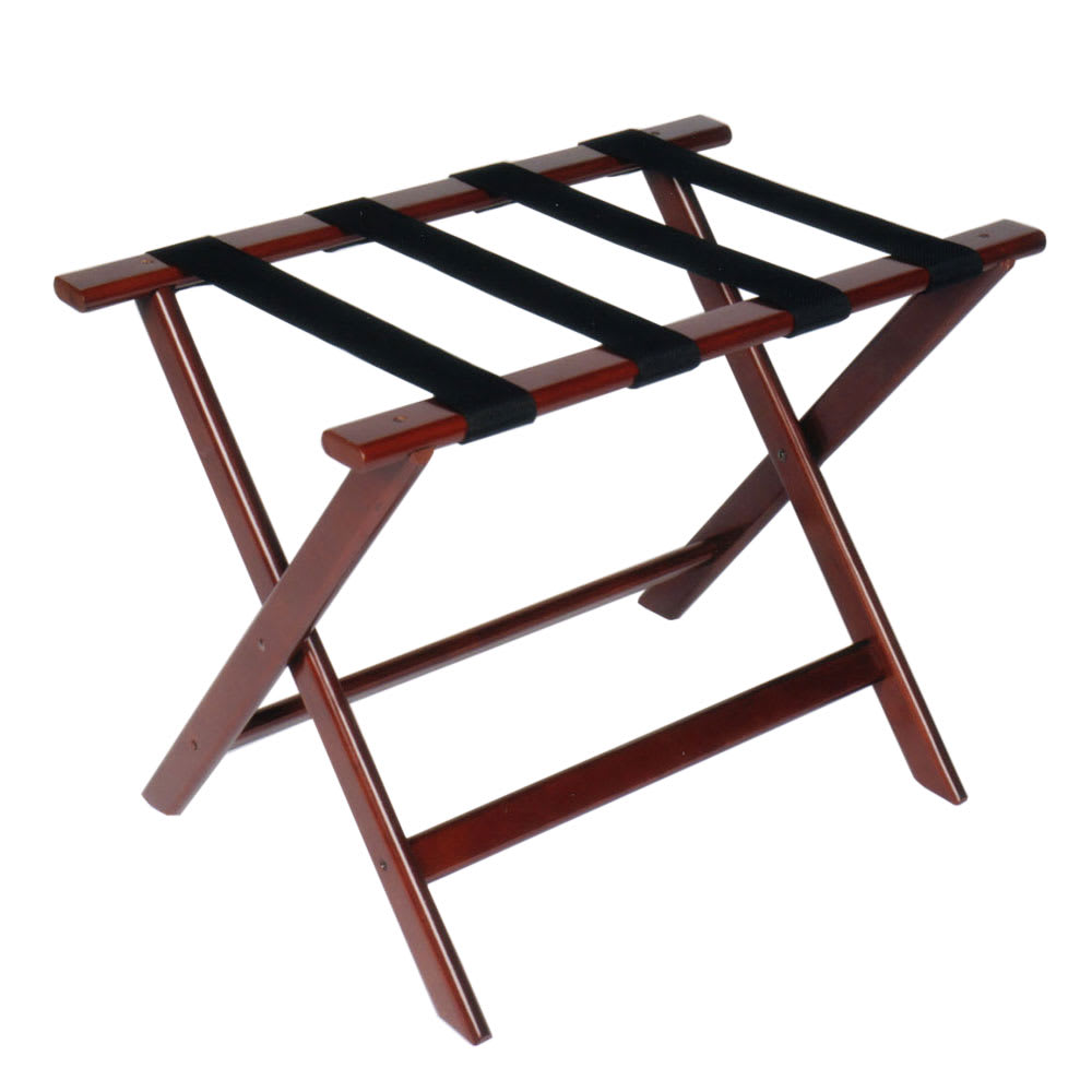 202-177CM1 Wood Luggage Rack w/ 2 1/4" Black Poly Straps - 26"W x 17"D x 18 1/2&qu...