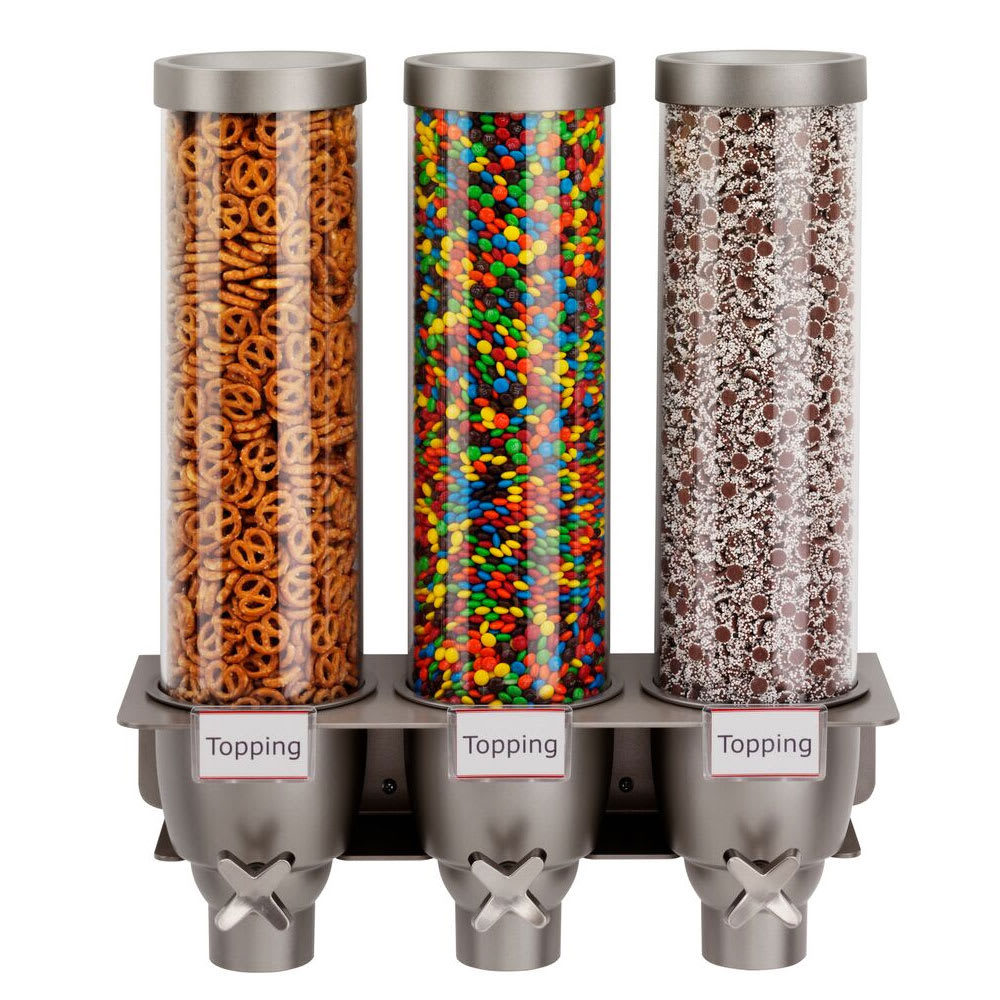 209-EZ525 Wall-Mount Dry Food Dispenser, (3) 1 3/10 gal Hoppers