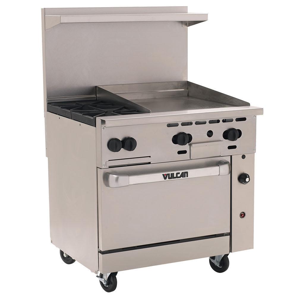 207-36S2B24GTLP 36" 2 Burner Gas Range w/ Griddle & Standard Oven, Liquid Propane