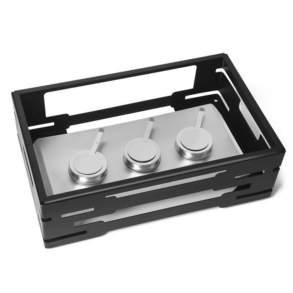 209-SM234 Rectangular Warmer Kit - 21 3/5" x 13 9/16" x 7", Stainless Steel, Black