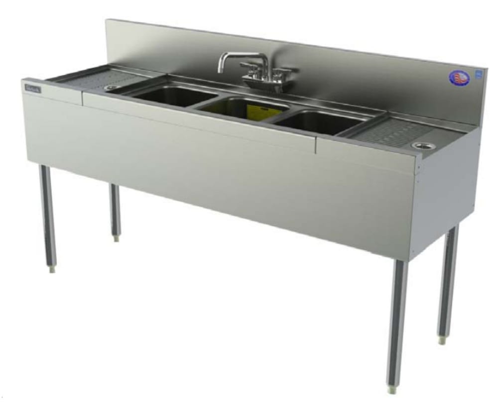 199-TS33C 30-in Underbar Sink w/ 3-Compartment, Stainless