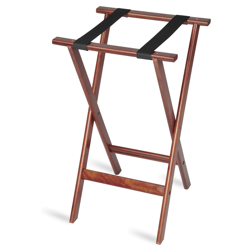202-1170MAH1 30" Flat Tray Stand w/ 2 Black Straps & Rounded Edge, Mahogany