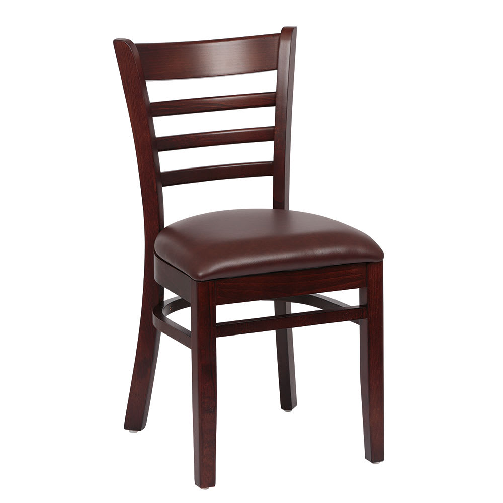 203-ROY8001WBRN Side Chair w/ Ladder Back & Brown Vinyl Seat - Beechwood Frame, Walnut Finish