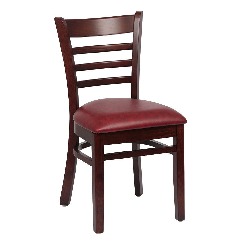203-ROY8001WCRM Side Chair w/ Ladder Back & Crimson Vinyl Seat - Beechwood Frame, Walnut Fini...