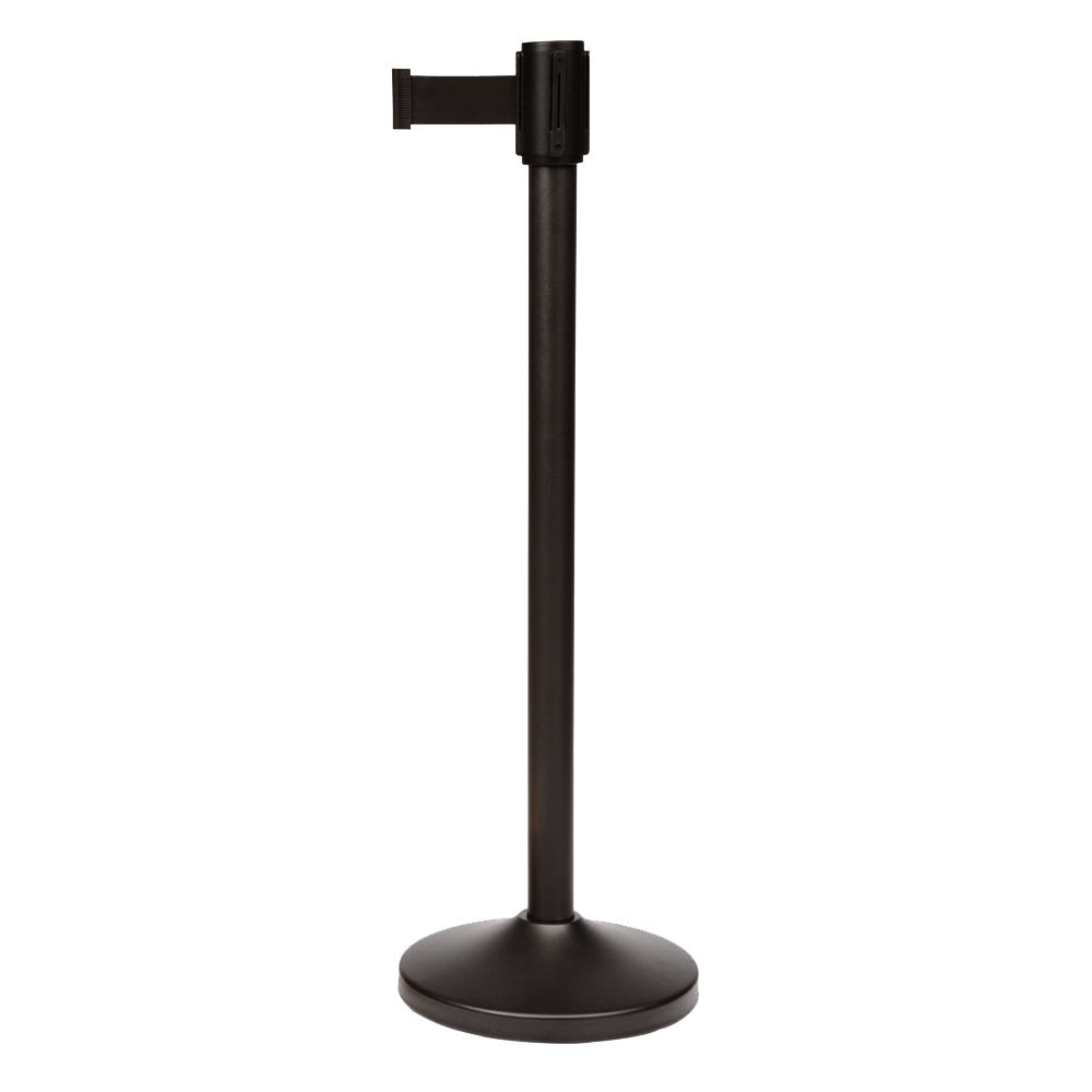202-5500BKBLK 39" Portable Crowd Control Stanchion, Black Stainless