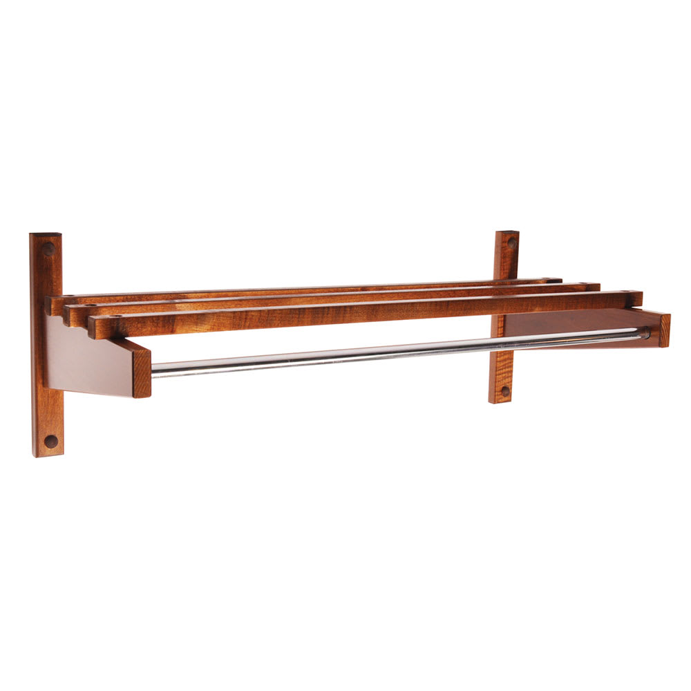202-TEC24W 24" Economy Wooden Coat Rack w/ Hanging Rod, Walnut