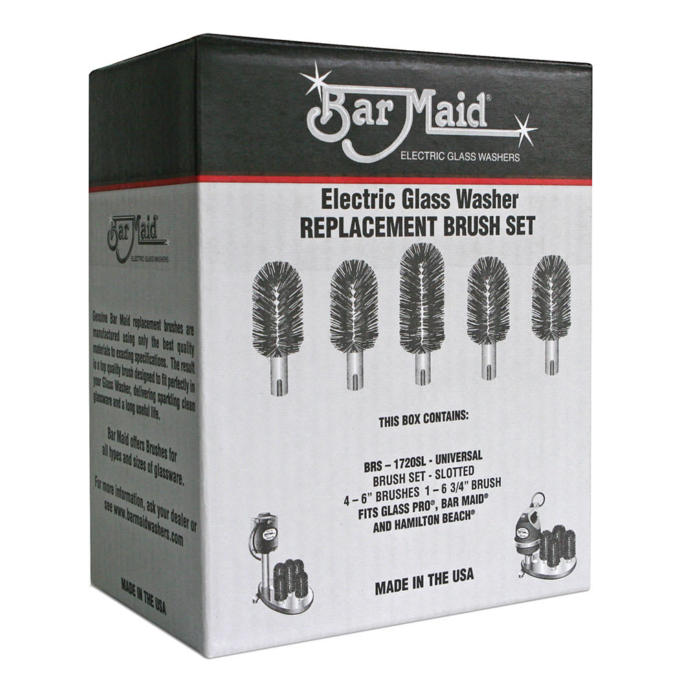 214-BRS1720SL Glass Washer Universal Replacement Slotted Brush Set, 5 Pc.
