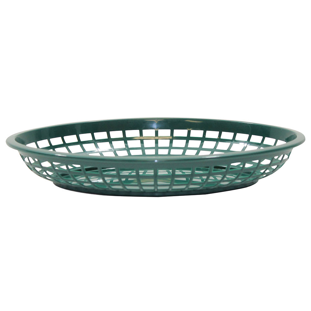 229-1084FG Jumbo Basket - 11 3/4" x 9" x 1 3/4", Polypropylene, Oval, Forest Green