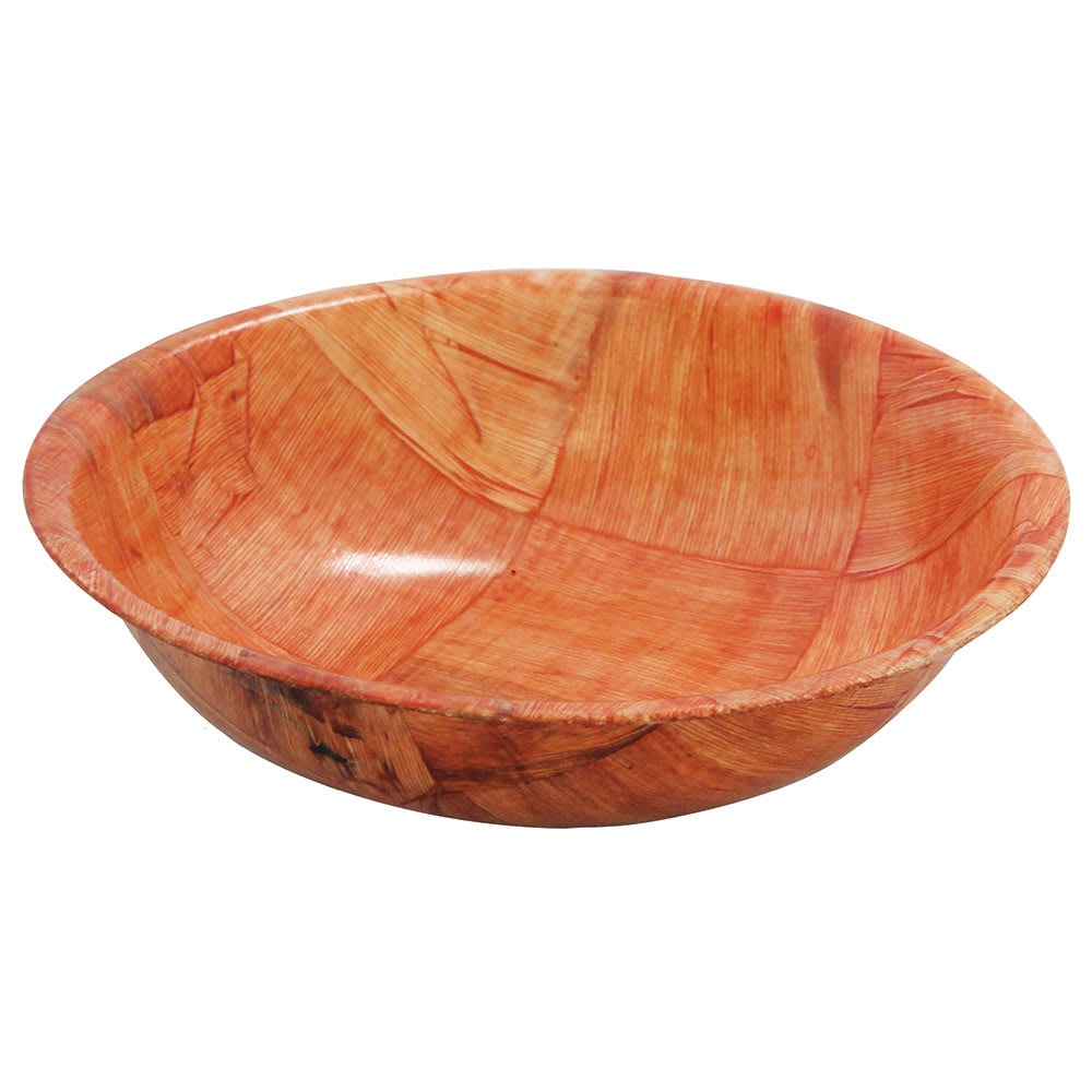229-216 16" Woven Wood Salad Bowl, Mahogany Round Bottom, 5 Ply