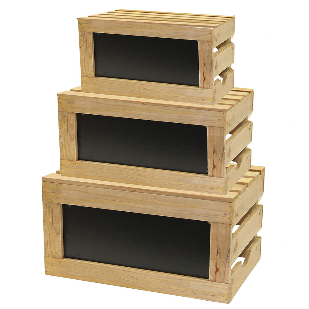 229-RCBCRATE1 Crate Riser Set w/ Chalkboard - Natural Wood