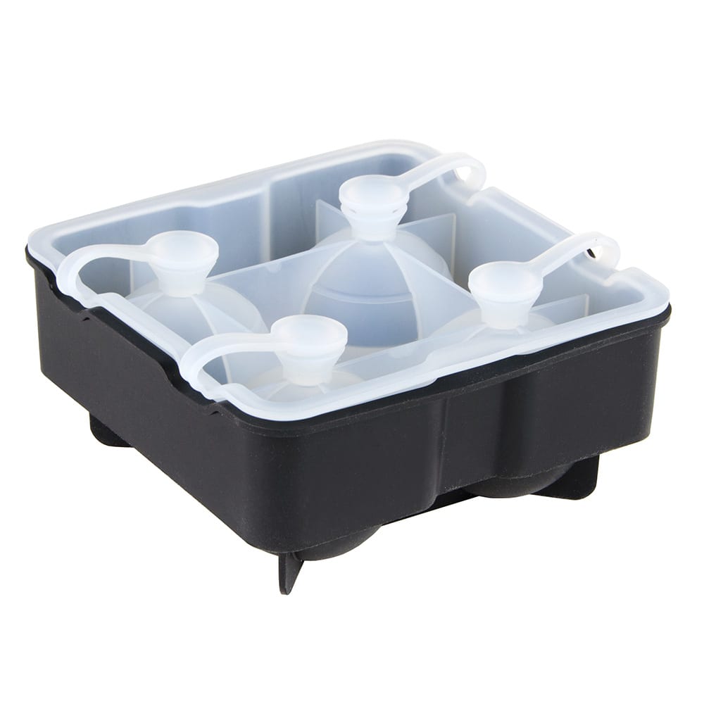 Tablecraft BSRT2 4 Section Ice Sphere Tray - Silicone, Black