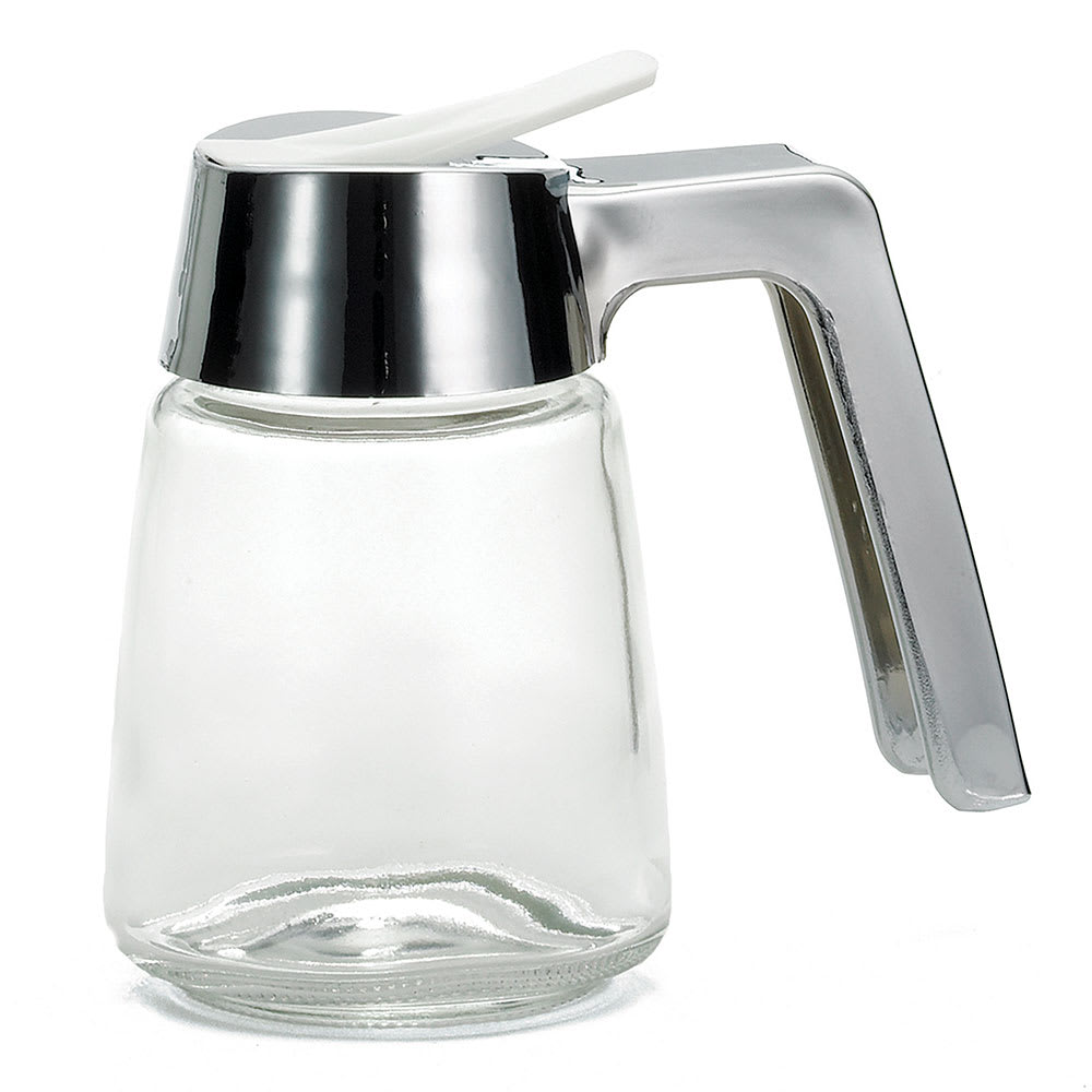 229-1270 8 oz Cylindrical Dripcut Server - Glass, Chrome ABS Top