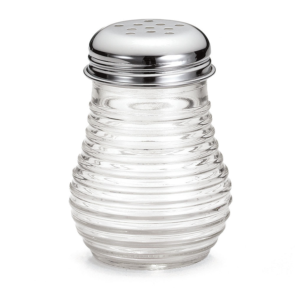 229-BH4 6 oz Glass Cheese Pepper Shaker w/ Chrome Plated Top
