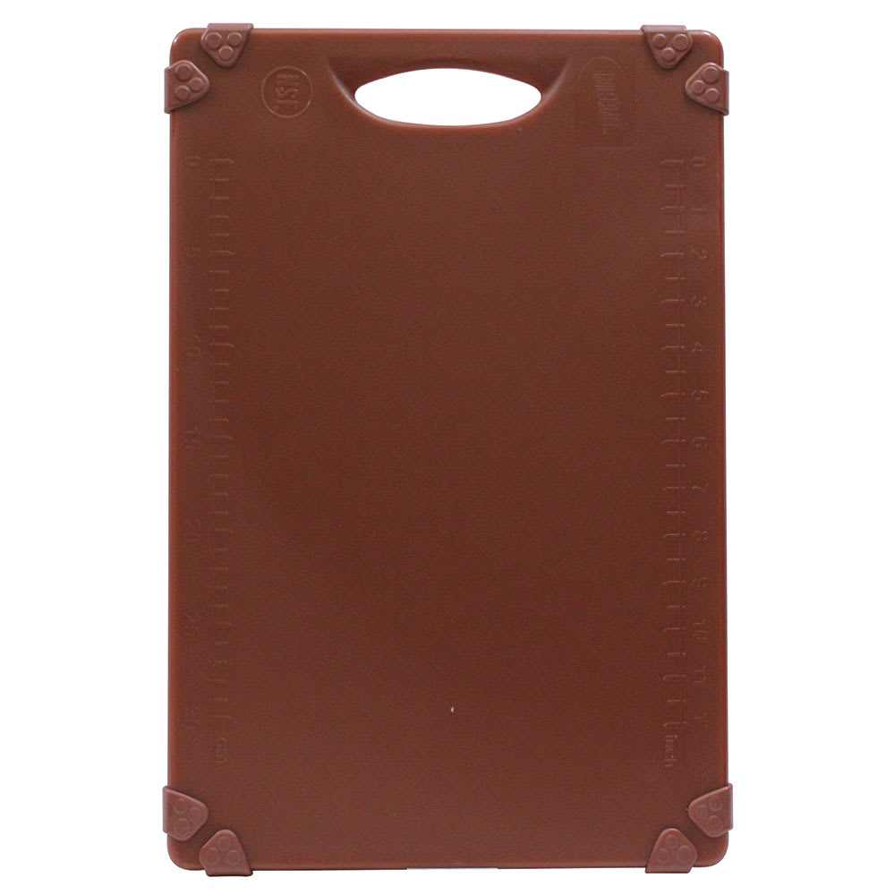 229-CBG1218ABR Cutting Board w/ Anti-Slip Grips, 12" x 18", Polyethylene, Brown