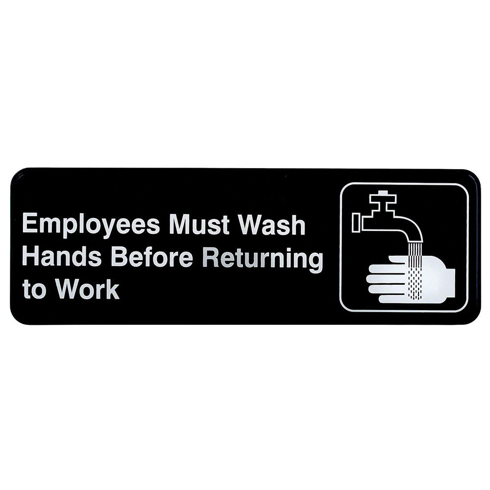 229-394530 3 x 9" Sign, Employees Must Wash Hands Before Returning To Work