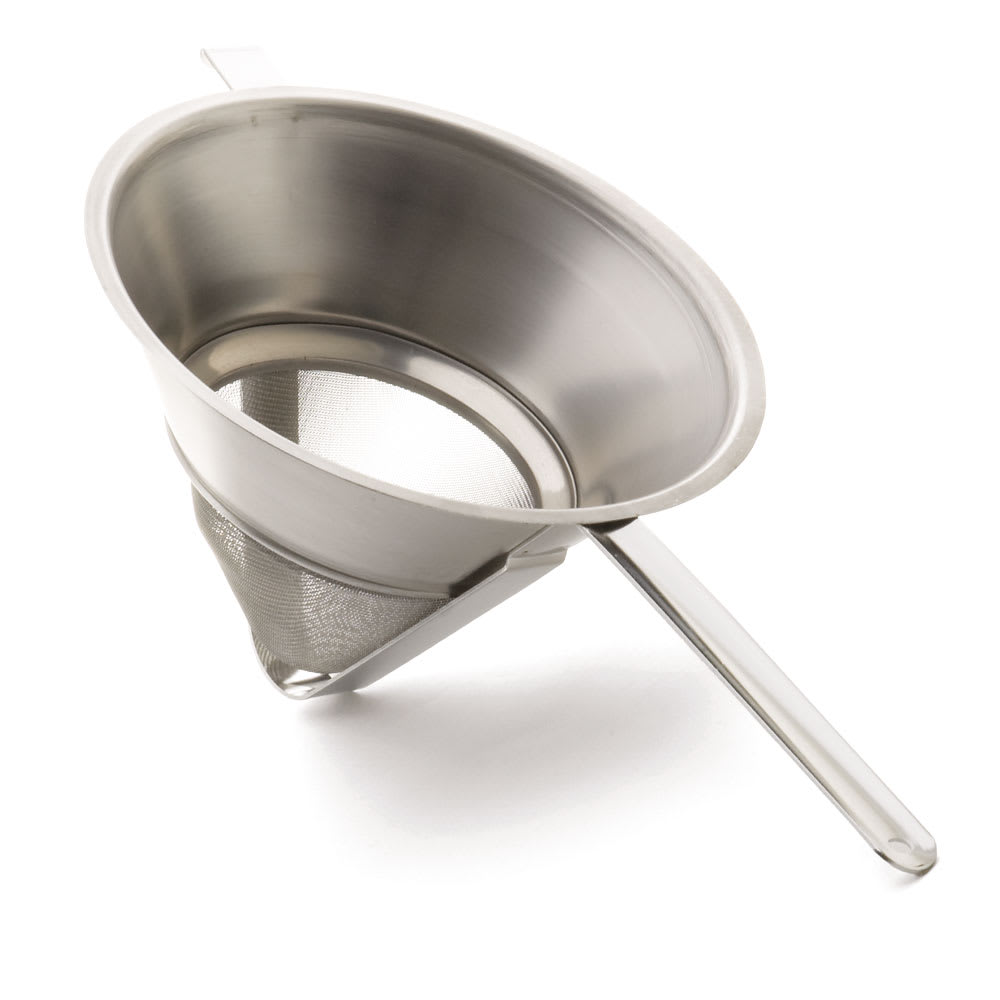 229-348 2 Quart Stainless Steel Bouillon Strainer w/ Fine Mesh