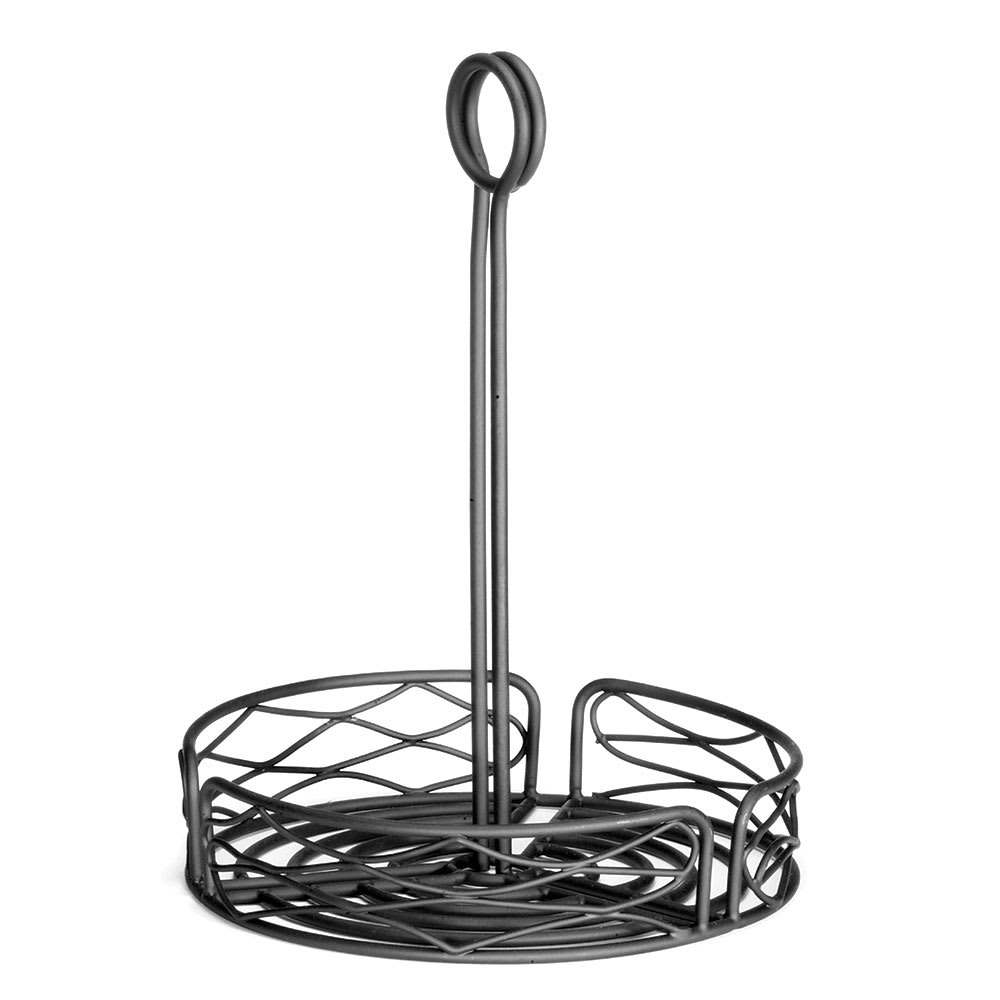 229-BK1780 Round Condiment Caddy - Metal, Black