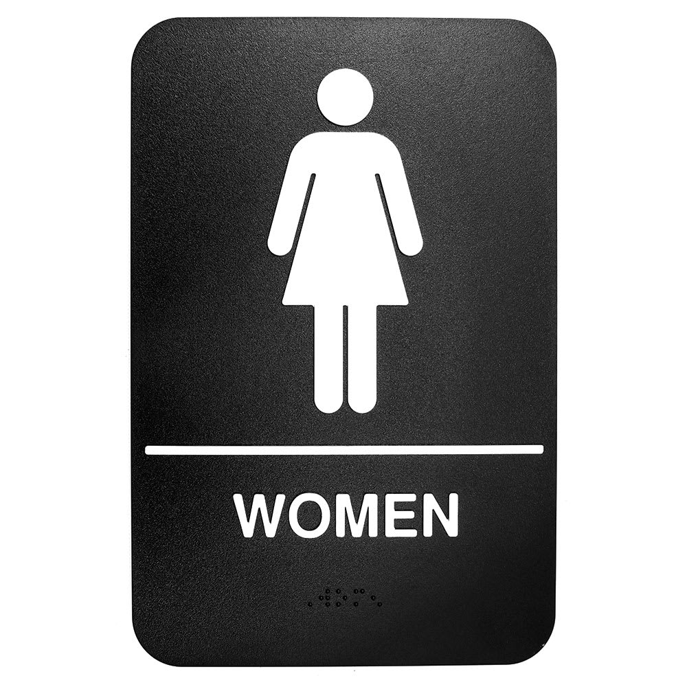 229-695634 6" x 9" Sign, Women Symbol, White On Black