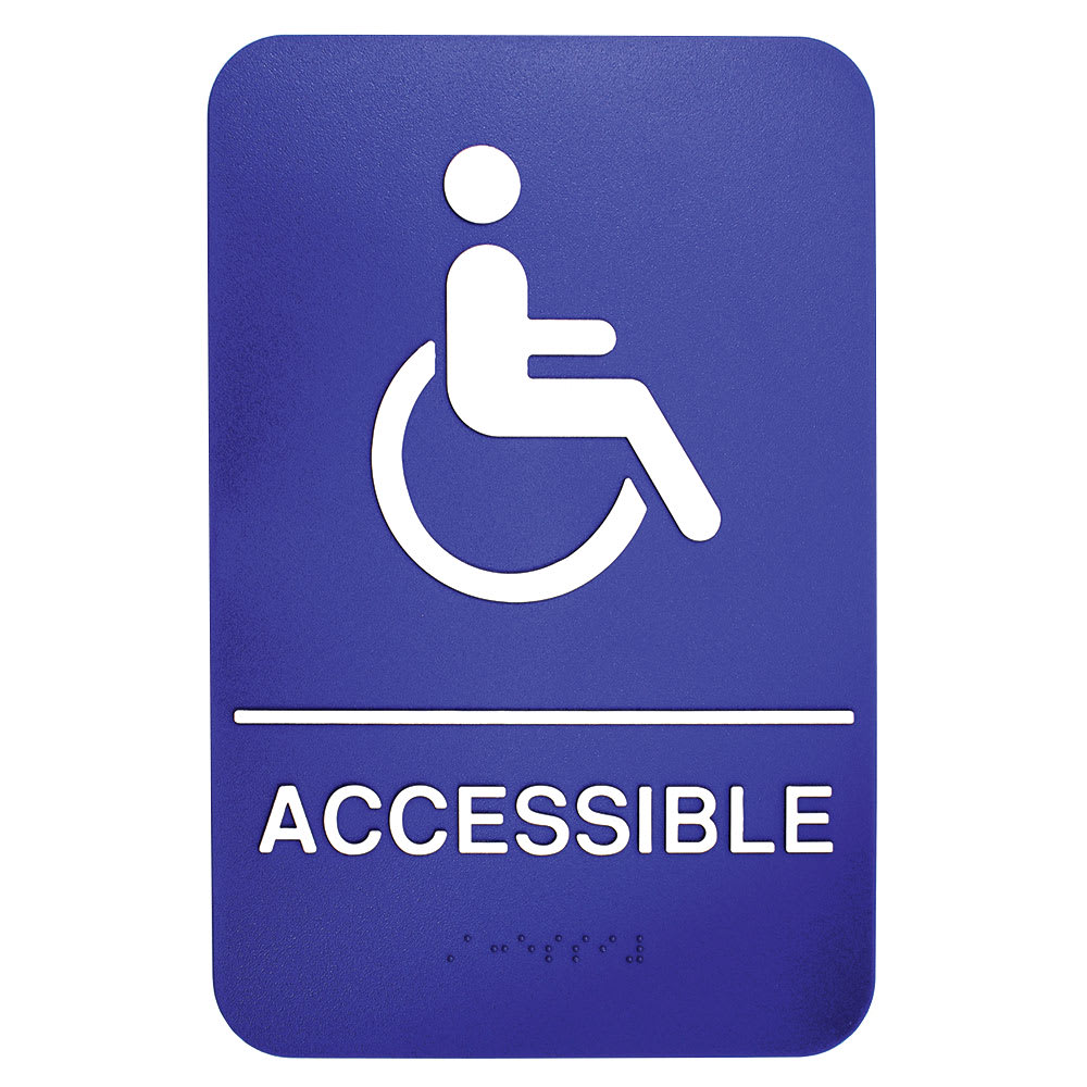 229-695632 6 x 9" Sign, Accessible w/ Handicapped Symbol, White On Blue
