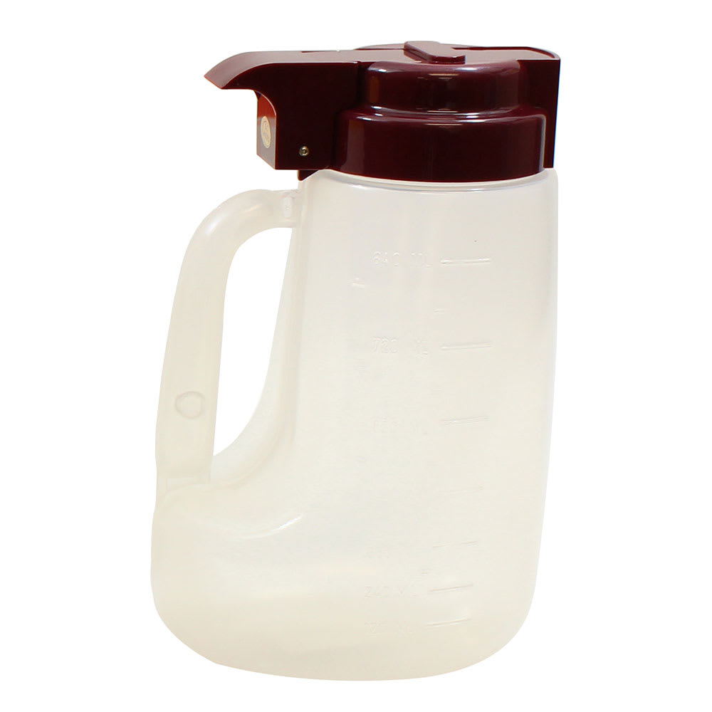 229-PP32M 32 oz Option™ Round Dripcut Server - Polypropylene, Maroon Plastic Top