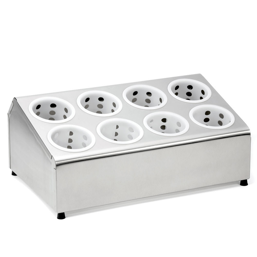 229-7082 Stainless Steel Flatware Cylinder Holder w/ Eight Holes, Two-Tier