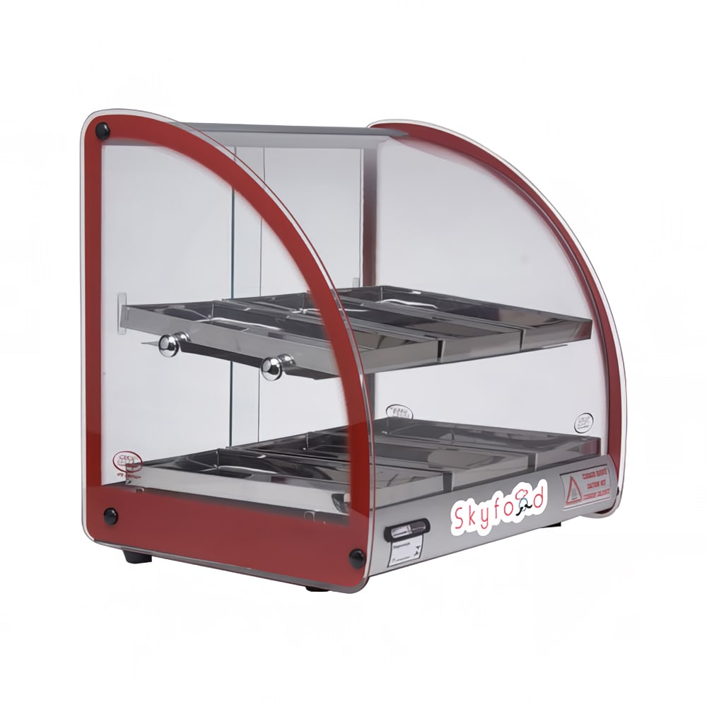 Skyfood FWD2-18R 18 1/2" Full Service Countertop Heated Display Case - (2) Shelves, Red, 120v