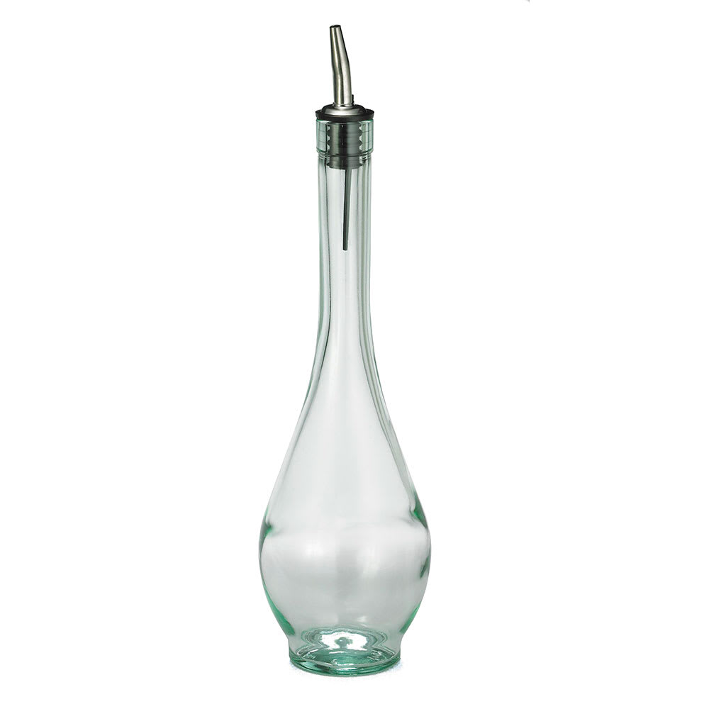 229-H931 16 oz Cruet w/ Stainless Steel Pourer - Glass, Green Tint