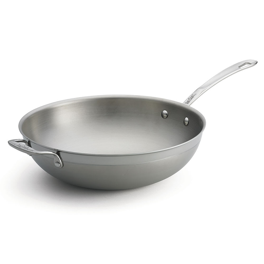 229-CW7014 11 3/4" Stainless/Aluminum Stir Fry Pan - Induction Ready